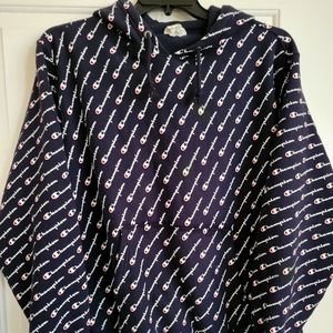 Champion hoodie- reverse weave- navy and white- XL